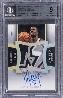2004-05 UD "Exquisite Collection" Limited Logos #DR David Robinson Signed Game Used Patch Card (#19/50) – BGS MINT 9/BGS 10 